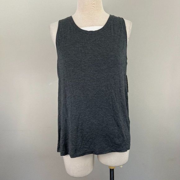 NWOT HALOGEN Charcoal Grey Tank Top with‎ Peak-A-Book Back (S) - Picture 2 of 7